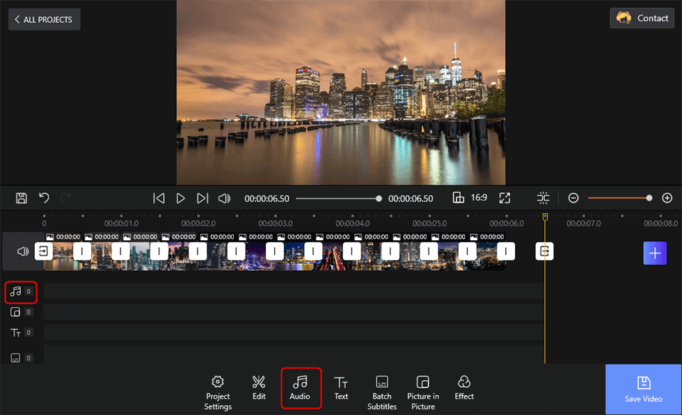 Tap the 2 Options to Add Audio to Slideshow