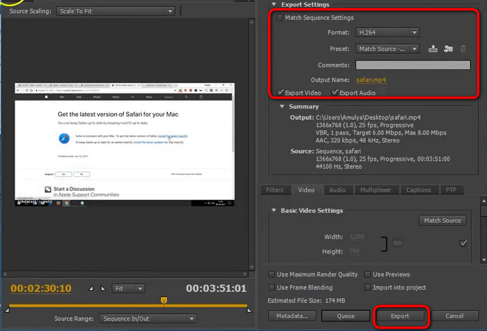 Premiere Pro Export PRPROJ to MP4