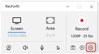 RecForth Settings Button
