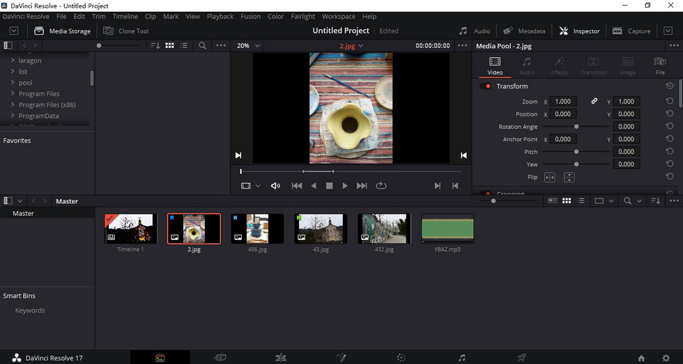 Davinci Resolve Media Panel