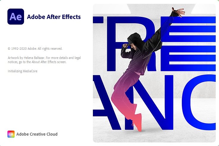 Opening screen of Adobe After Effects