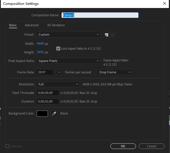 Composition Settings Panel