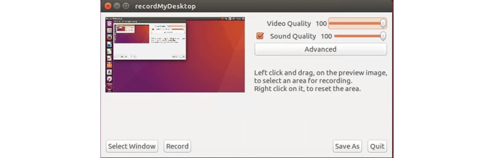 recordMyDesktop Interface