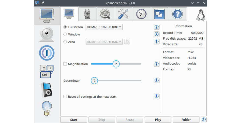 Vokoscreen Interface
