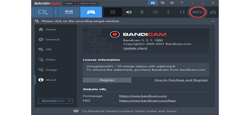 Bandicam Interface