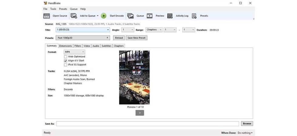 HandBrake Video Converter Interface