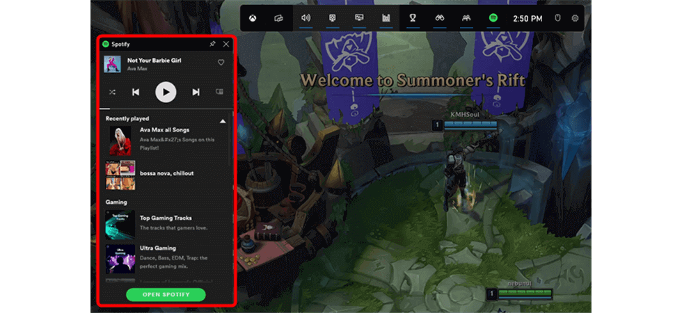 Spotify Widget of Xbox