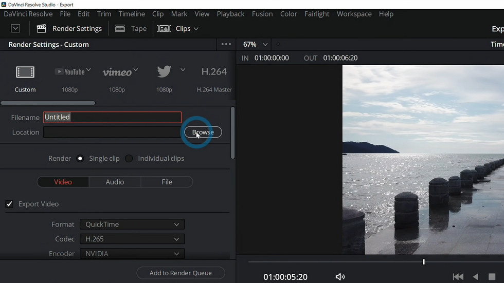 Save and Export from Resolve