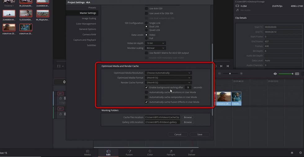 DaVinci Resolve Optimized Media