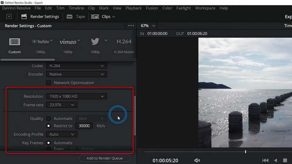 Resolve Adjust Video Quality