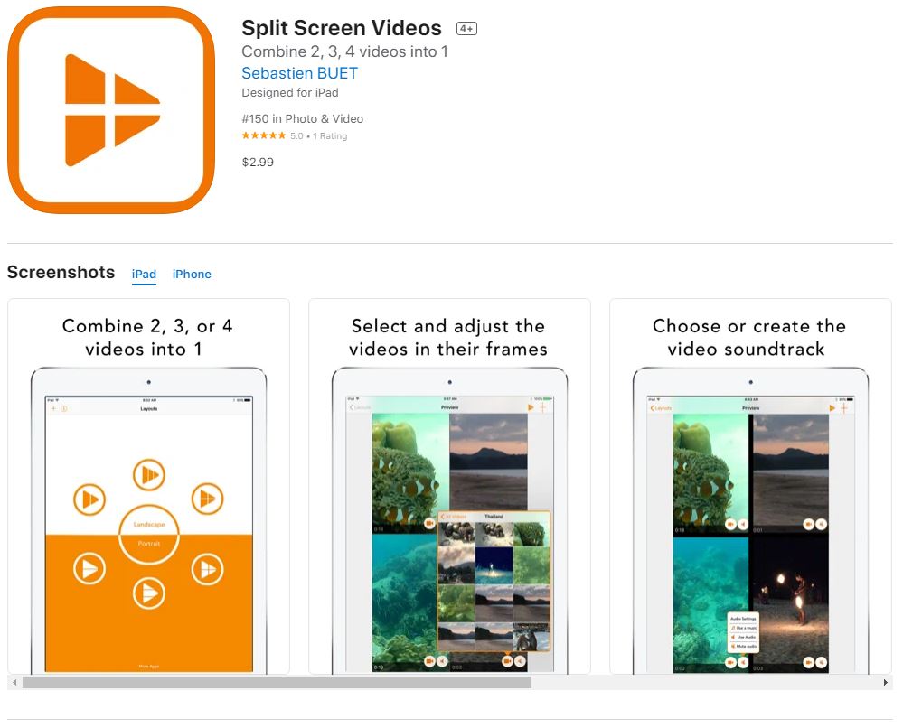 Split-screen videos Split