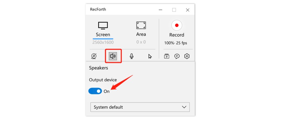 Turn on the Speaker icon