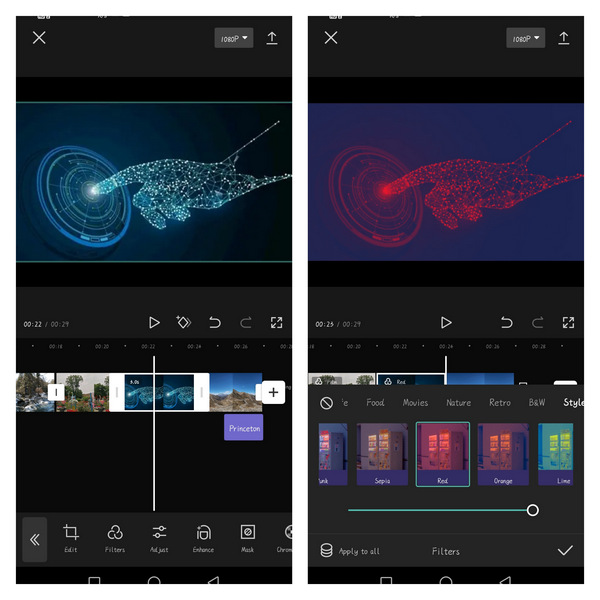 Red Filter Application Comparison Chart