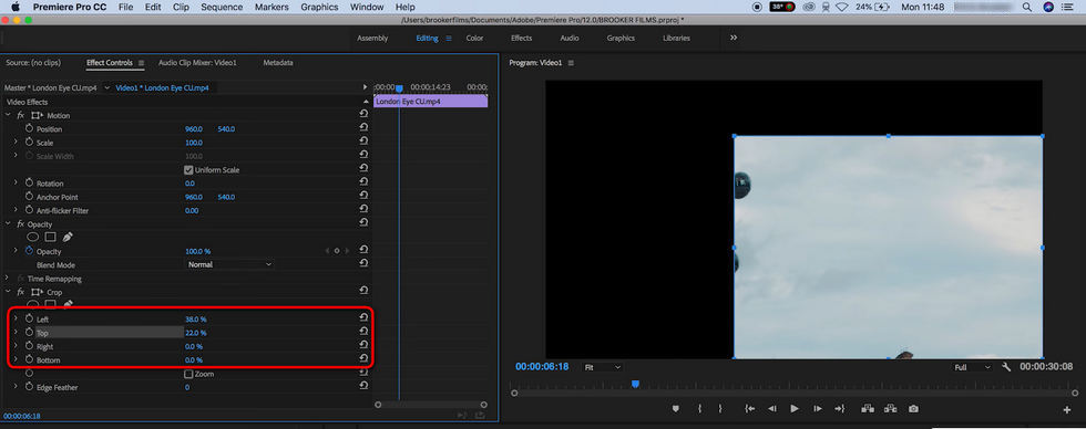 Precisely Crop the Video Clip in Premiere