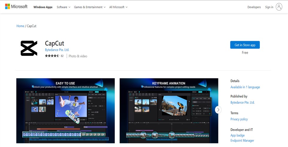Download CapCut in Microsoft Store