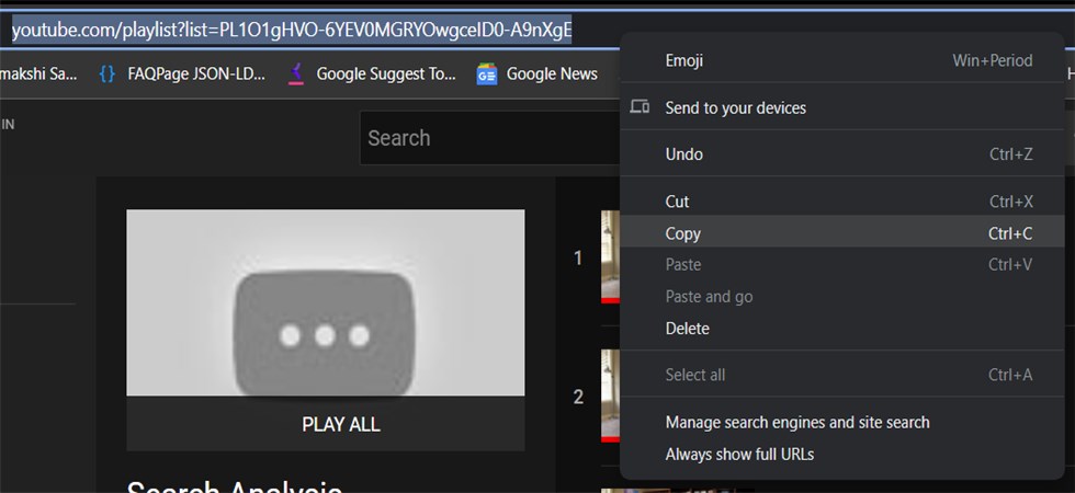 Copy the YouTube Playlist URL