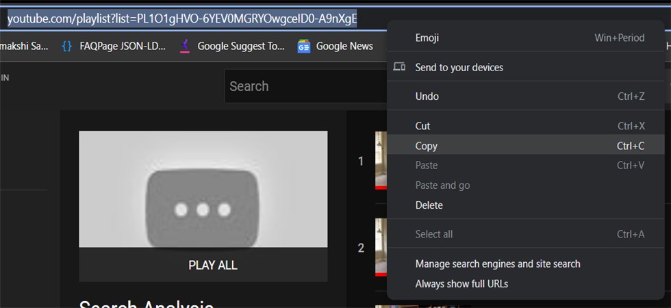 Copy the YouTube Playlists URL