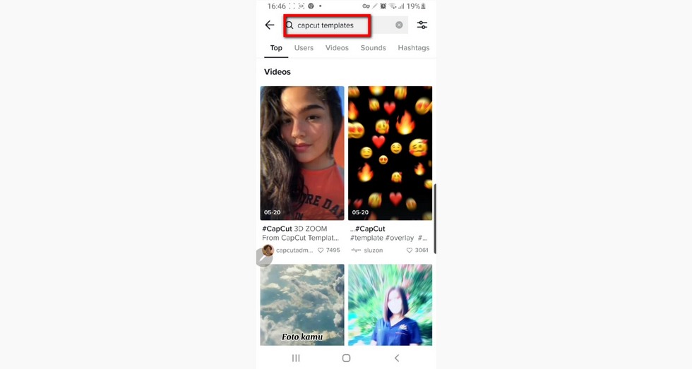 Search CapCut Template in TikTok