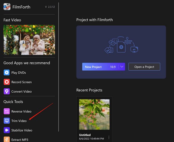 Open FilmForth Video Editor