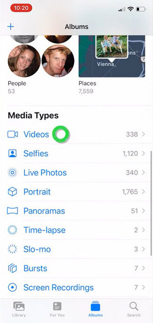 Go to Videos from Media Types