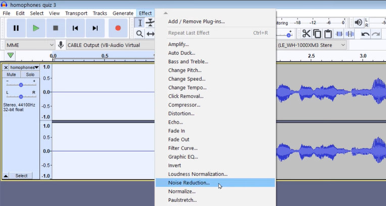 Noise Reduction in Audacity