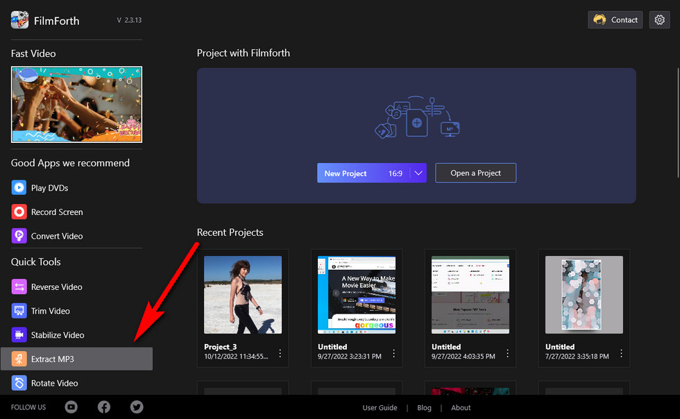 Go to FilmForth Extract MP3 Tool