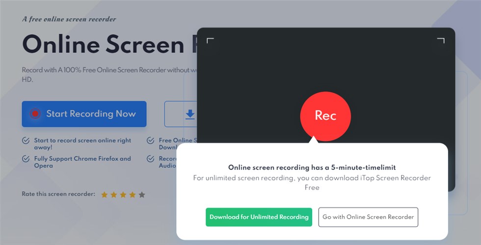 iTop Online Screen Recorder with Facecam and Audio