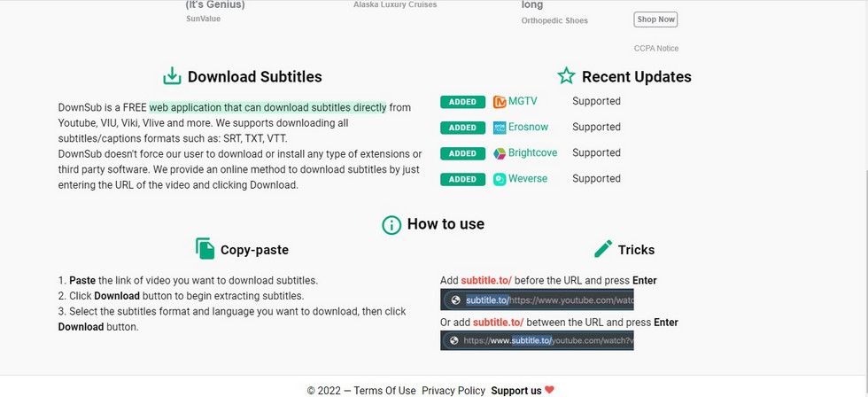 Downsub Website