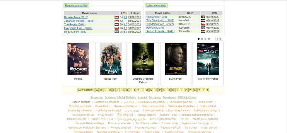 OpenSubtitles Website