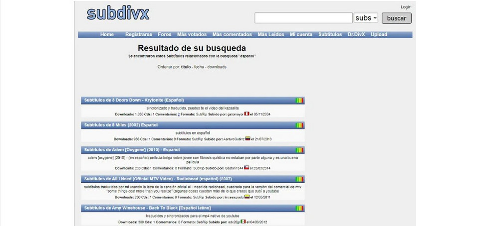 SubDivX Website
