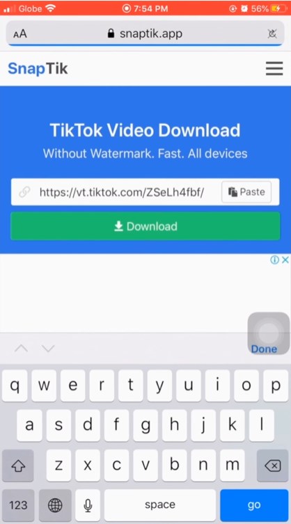 Remove TikTok Watermark Using SnapTik