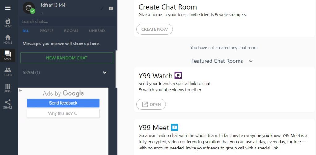 y99 Random Chat Website without Registration