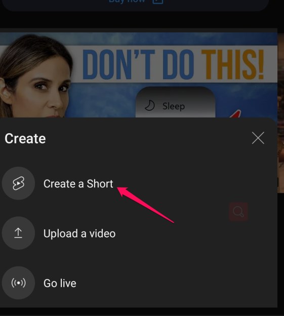 Create YouTube Short on Mobile