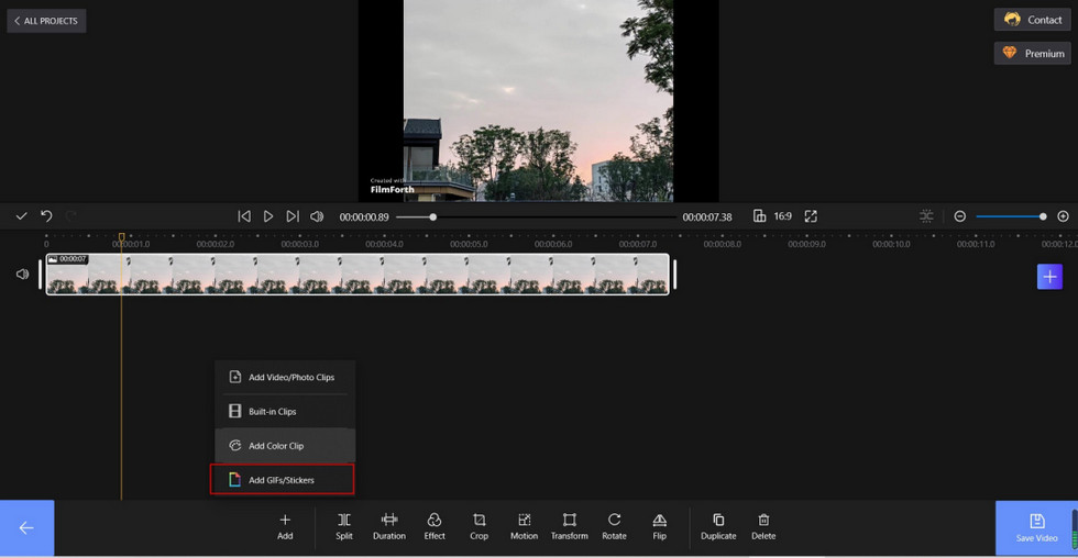 Add GIF Animation to Video Via FilmForth