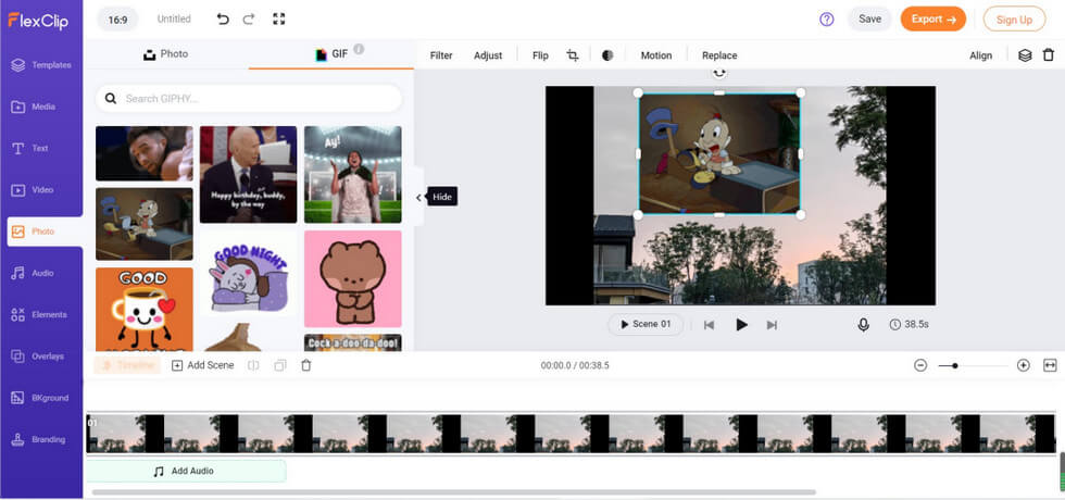 Add GIFs to the Video in FlexClip