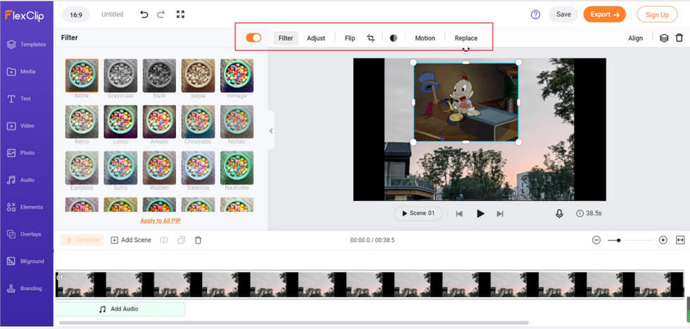 Adjust the GIF in FlexClip