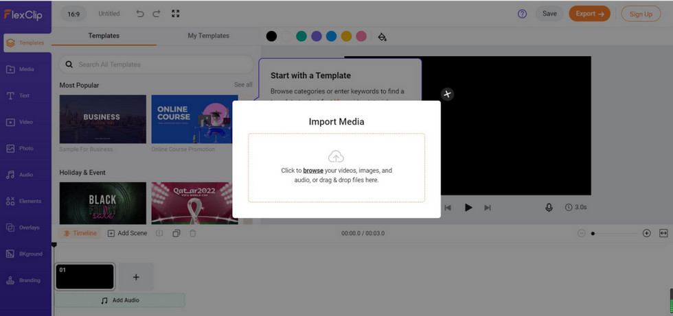 Open the Video Clip in FlexClip
