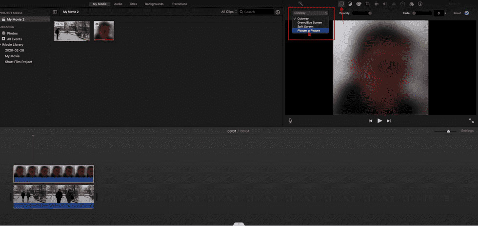 Add PIP Effect in iMovie