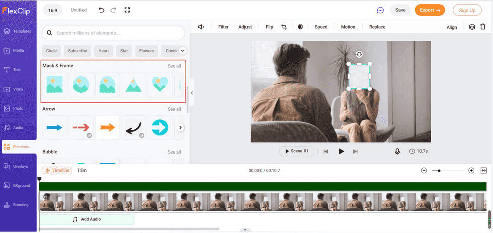 Adjust the Blur Mask in FlexClip