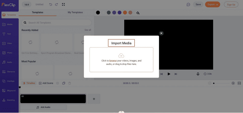 Upload the Video to FlexClip