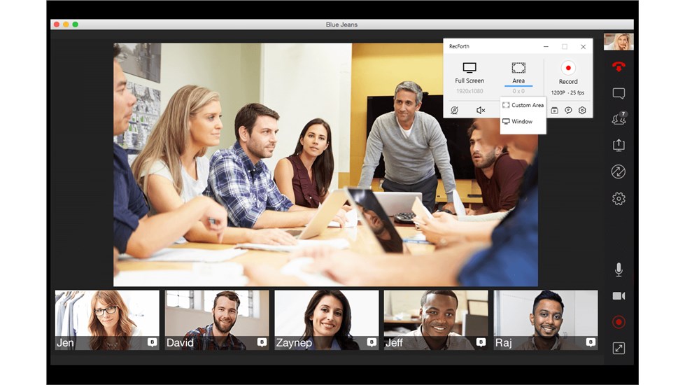 Select A Mode to Record BlueJeans Meeting
