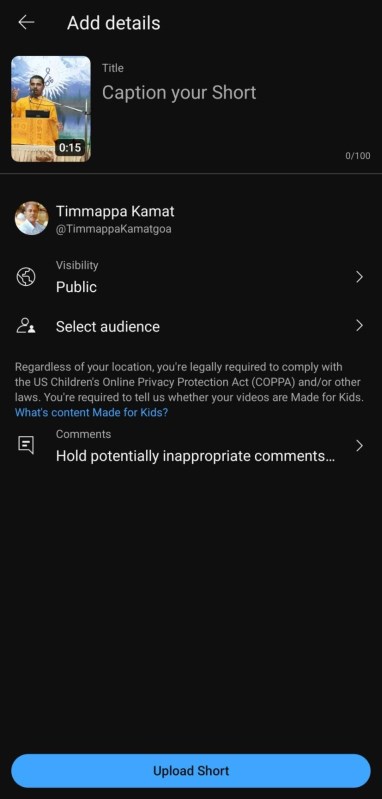  Upload Shorts on Mobile