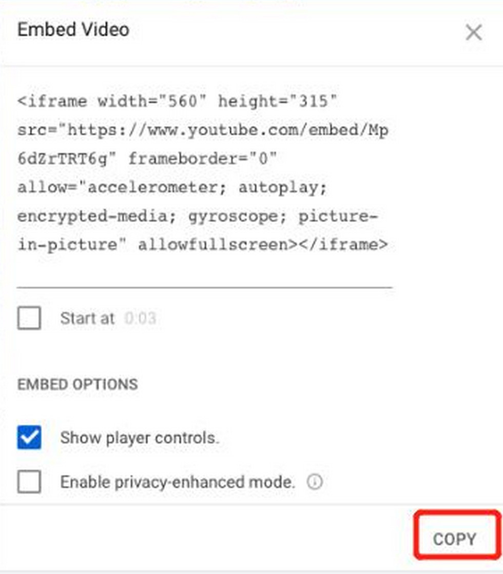 Customize the Embedded YouTube Video