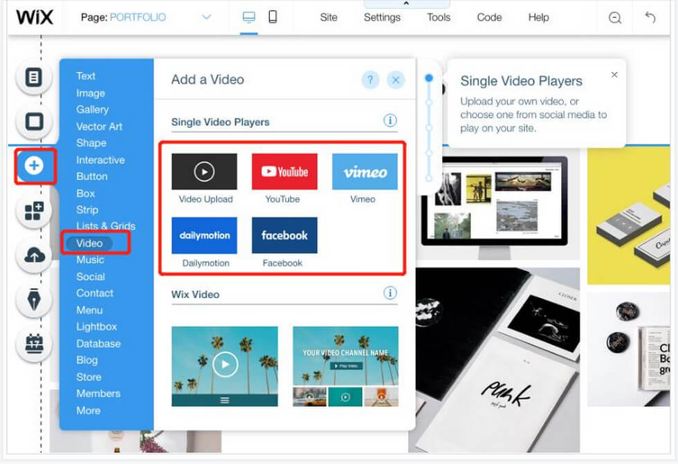 Select the Video of the Corresponding Platform to Add to Wix