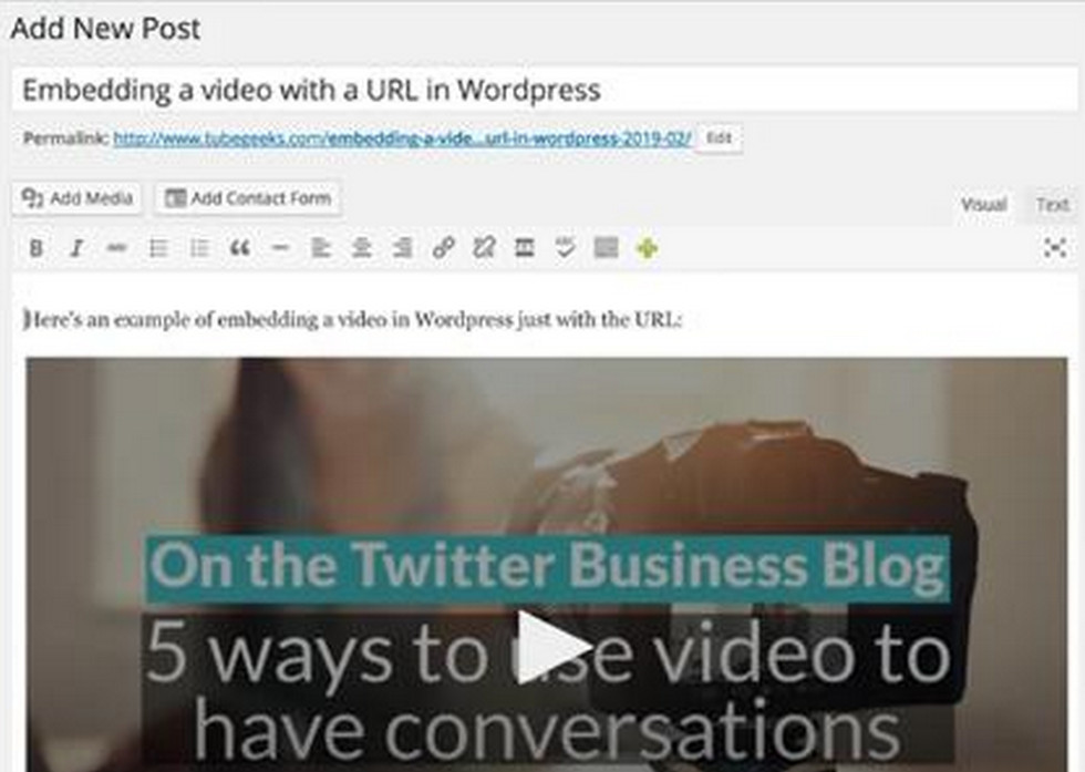 Add the Video Code to WordPress
