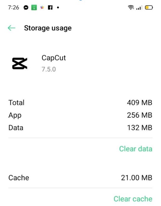 Clear CapCut cached files and data
