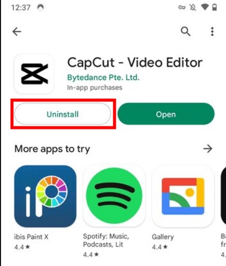 Reinstall CapCut app