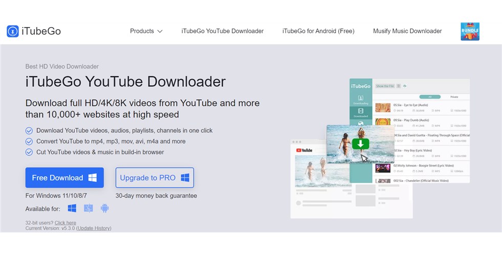 iTubeGo YouTube Downloader Interface